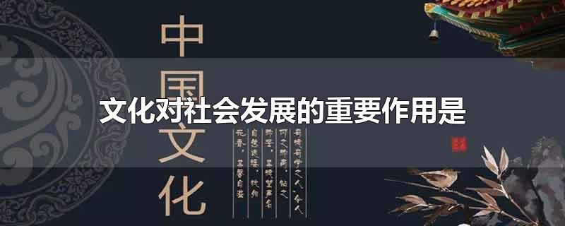 文化对社会发展的重要作用是