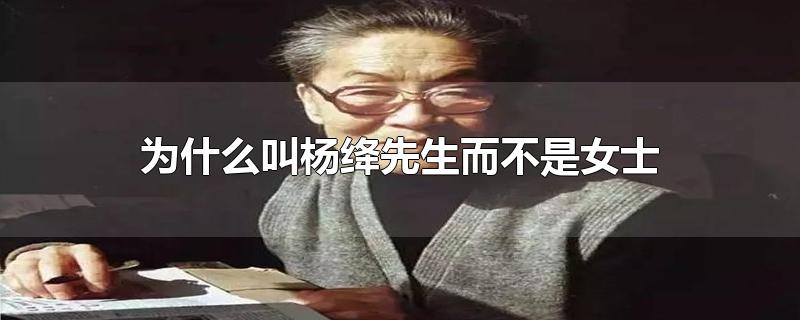 为什么叫杨绛先生而不是女士