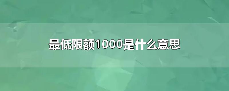 最低限额1000是什么意思