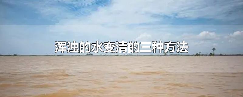 浑浊的水变清的三种方法