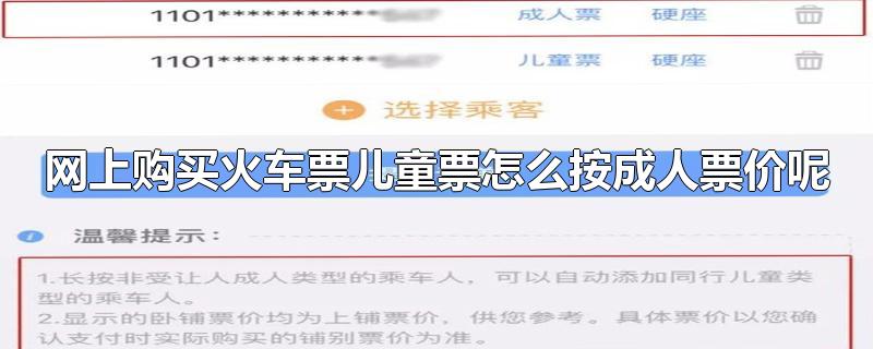 网上购买火车票儿童票怎么按成人票价呢