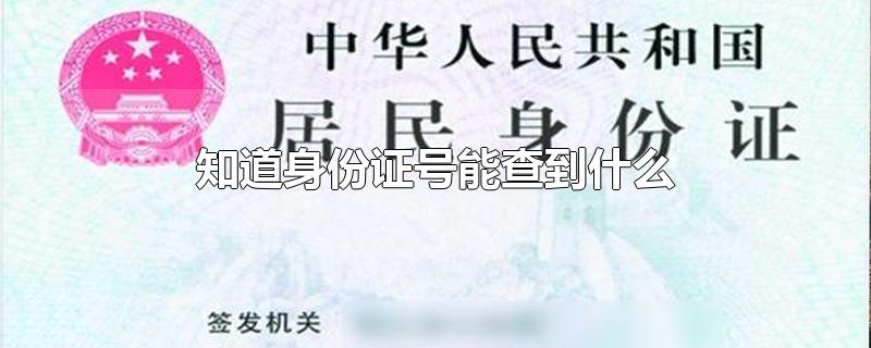 知道身份证号能查到什么